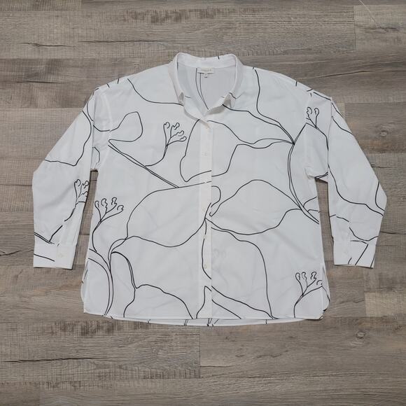 Lafayette 148 New York Button Up Shirt Size XL Geometric Art Print Boho Modern - Picture 1 of 6